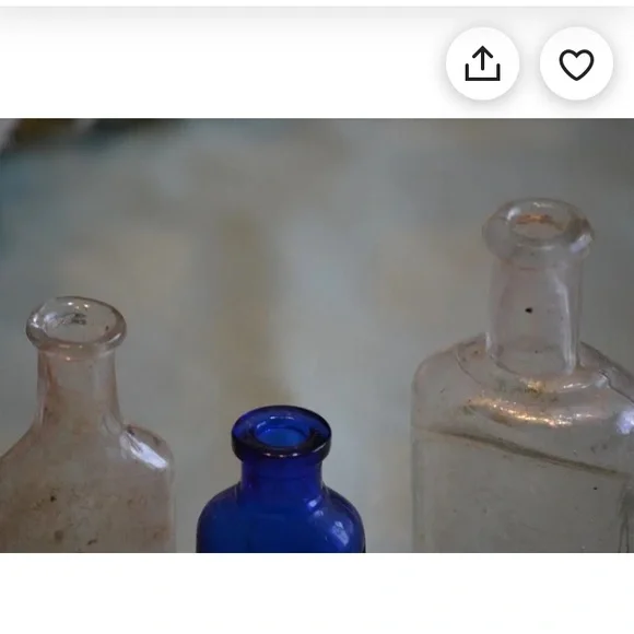 3 Vintage sea glass found apothecary bottles bundle blue collectible rare Hawaii